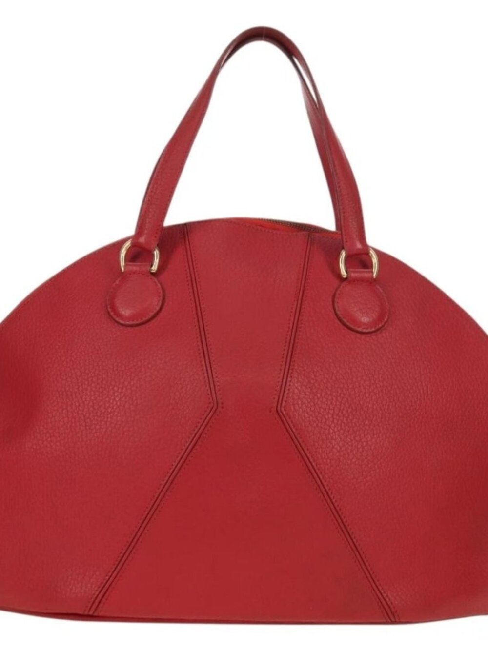 HERMES Ildvo Hand Bag Leather Red Gold Auth bs34829V - Picture 3 of 16